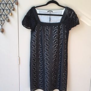 Tahari NWT lined little black eyelet dress sz 6